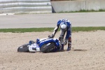 Aaron Yates picking up the bike